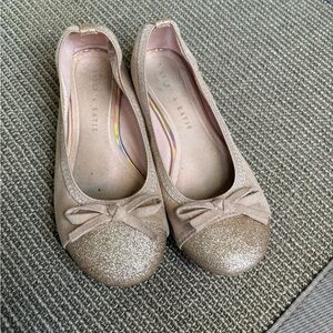 Kelly & Katie Glittery Gold Bow Flats